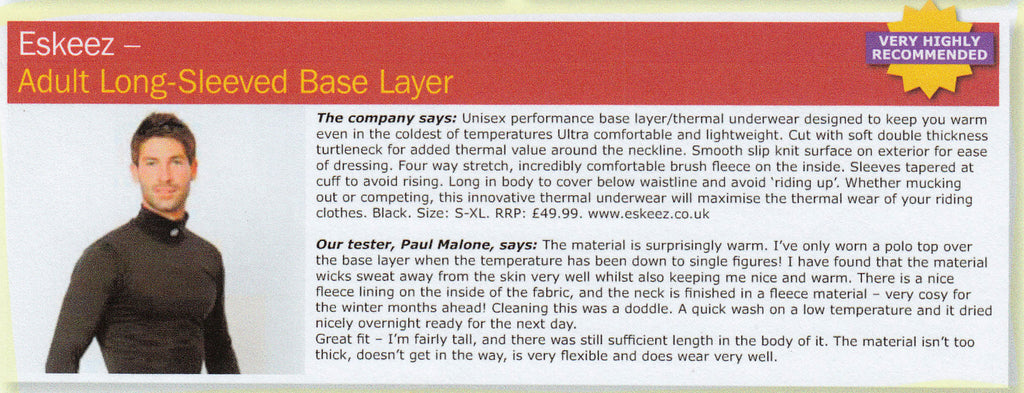 Very Highly Recommended - Eskeez Long-Sleeved Base Layer